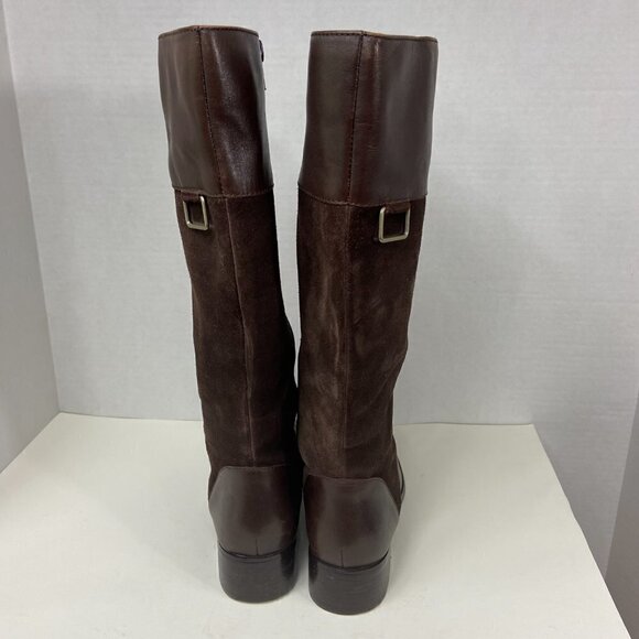 Coldwater Creek Chocolate Brown Leather & Suede Mid Calf Boot, size 6 - Picture 4 of 15